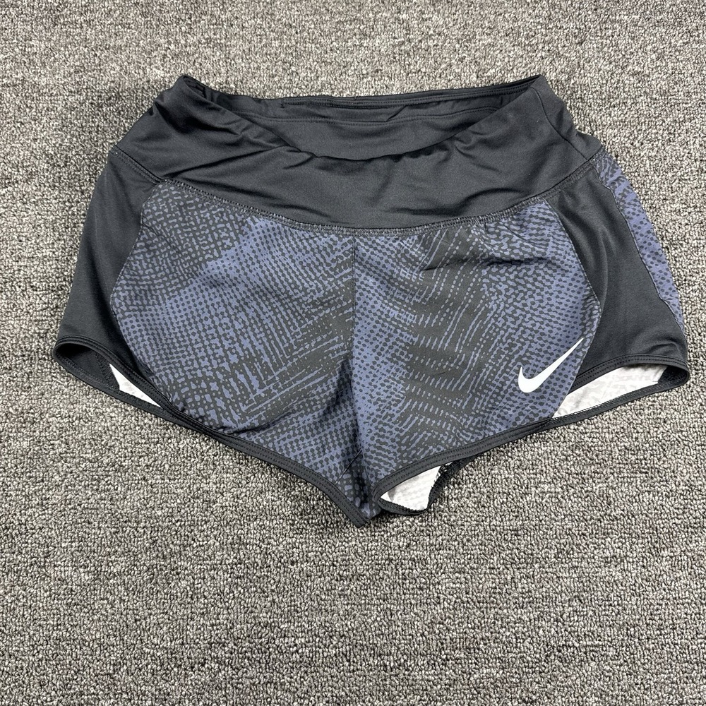 Nike Dri-FIT Running Shorts Womens XS Black Gray Abstract Print Athletic Gym